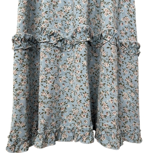 To My Lovers Baby Blue Floral Spaghetti Strap Sun Dress Size Large - Picture 4 of 9